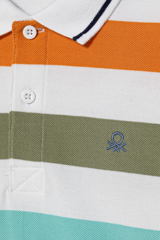 Αγορίστικα Παιδικά βαμβακερά μπλουζάκια πόλο United Colors of Benetton 39QAC301T.G.Seasonal πορτοκαλί