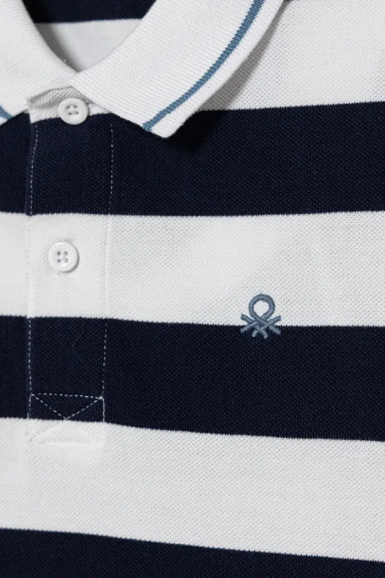 Băieți United Colors of Benetton tricouri polo din bumbac pentru copii 39QAC301T.G.Seasonal bleumarin