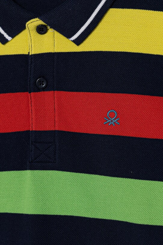 Băieți United Colors of Benetton tricouri polo din bumbac pentru copii 39QAC301T.G.Seasonal albastru