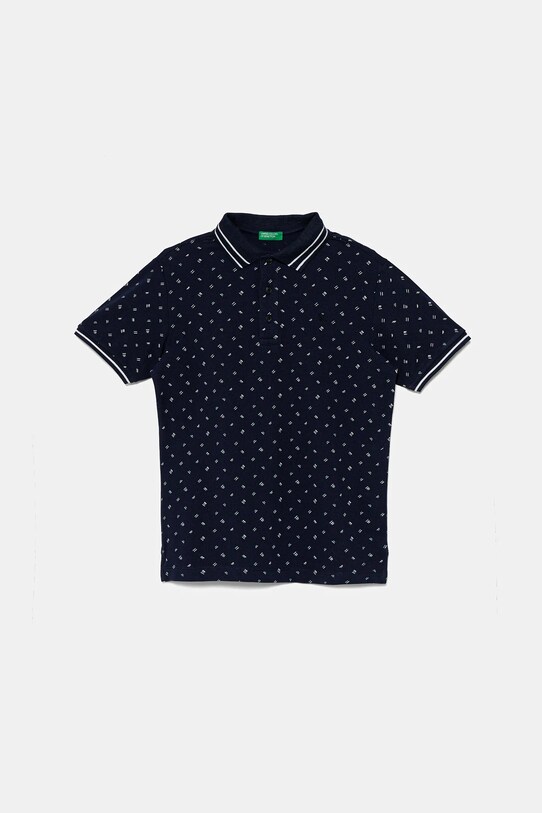 United Colors of Benetton polo bawełniane dziecięce wzorzyste granatowy 3H35C301V.G.Seasonal