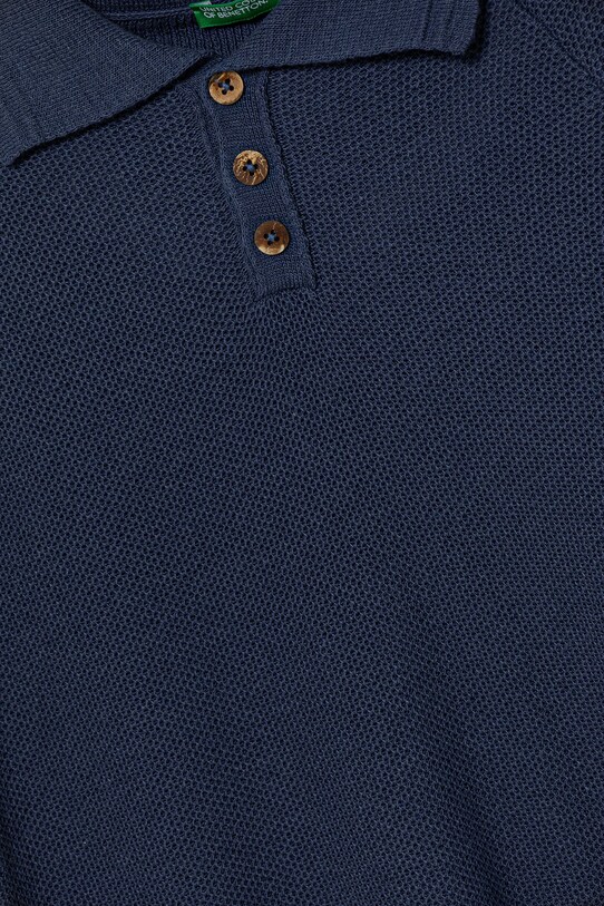Băieți United Colors of Benetton polo din amestec de in pentru copii 104NC3005.G.Seasonal bleumarin