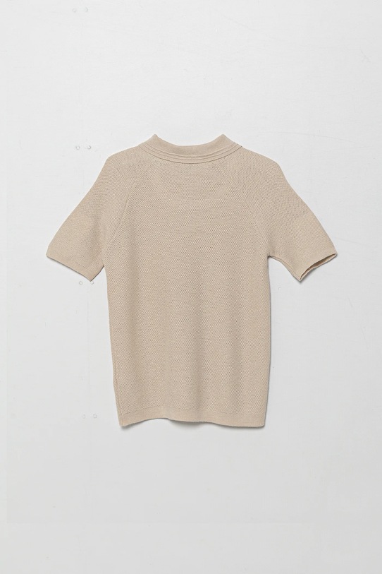 Παιδικό πόλο από λινό ύφασμα United Colors of Benetton 104NC3005.G.Seasonal μπεζ SS25