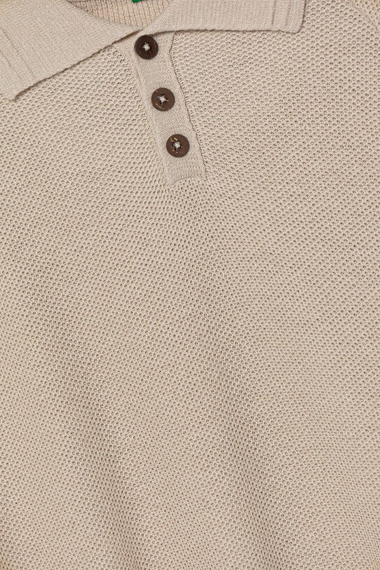 Dječaci Dječja polo majica s primjesom lana United Colors of Benetton 104NC3005.G.Seasonal bež