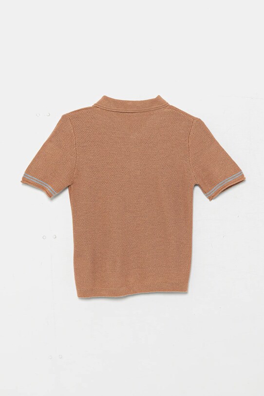 Дитяче поло з домішкою льону United Colors of Benetton 104NH3001.P.Seasonal коричневий SS25