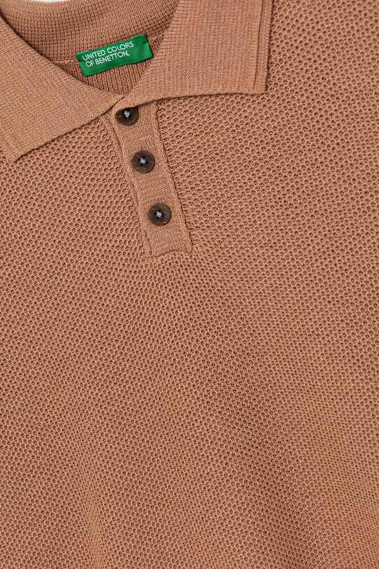 Хлопчик Дитяче поло з домішкою льону United Colors of Benetton 104NH3001.P.Seasonal коричневий