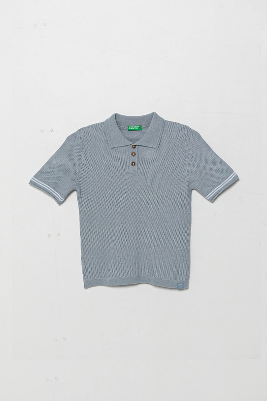 United Colors of Benetton polo din amestec de in pentru copii uni albastru 104NH3001.P.Seasonal