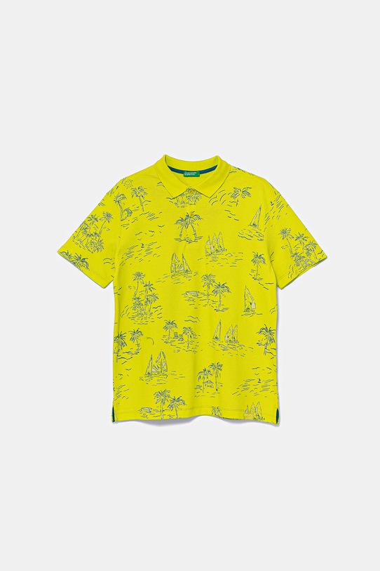 United Colors of Benetton tricouri polo din bumbac pentru copii cu modele galben 36Y4C301W.G.Seasonal