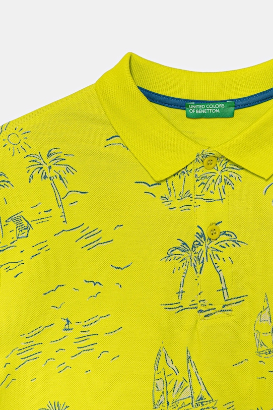 Băieți United Colors of Benetton tricouri polo din bumbac pentru copii 36Y4C301W.G.Seasonal galben