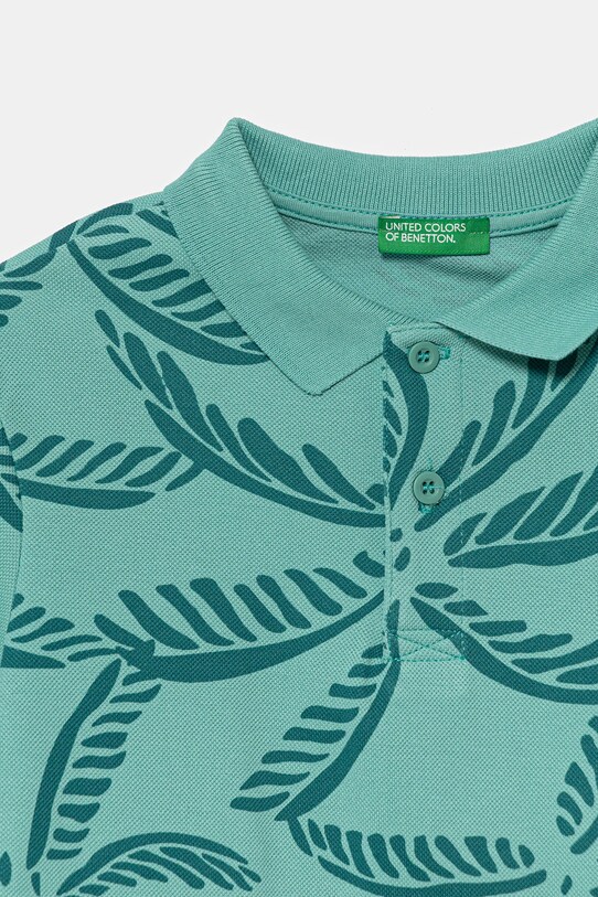 Băieți United Colors of Benetton tricouri polo din bumbac pentru copii 36Y4C301W.G.Seasonal turcoaz