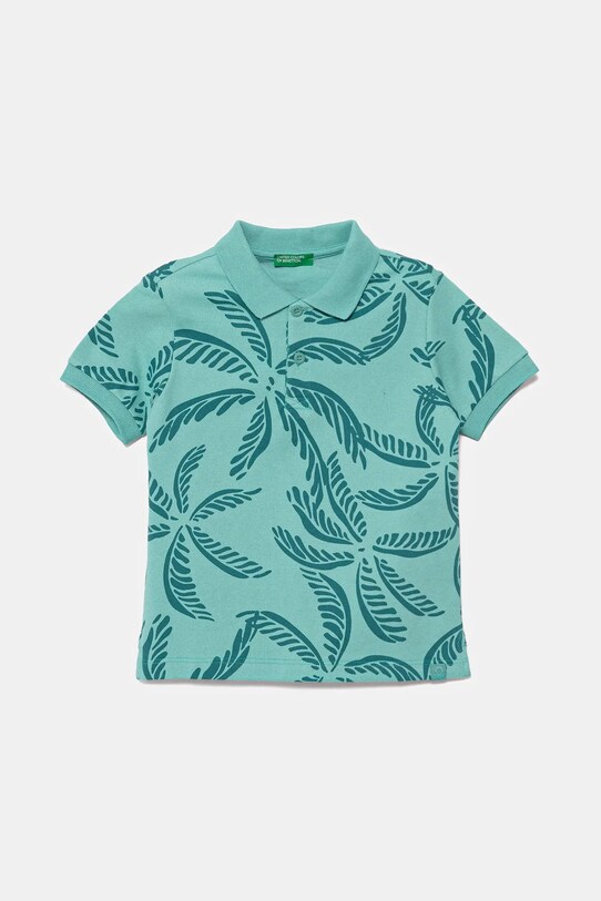United Colors of Benetton tricouri polo din bumbac pentru copii fixat turcoaz 36Y4G300Y.P.Seasonal