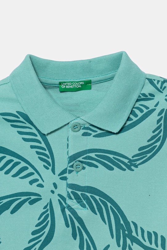 Băieți United Colors of Benetton tricouri polo din bumbac pentru copii 36Y4G300Y.P.Seasonal turcoaz