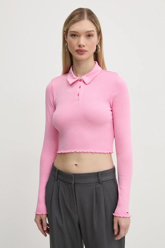 Лонгслив Tommy Jeans slim розовый DW0DW19369