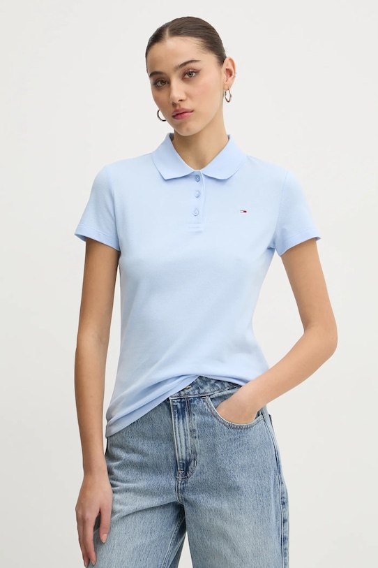 Tommy Jeans polo z elastanem niebieski DW0DW20160