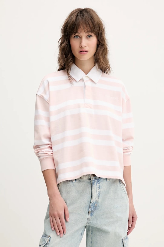 Guess Jeans longsleeve bawełniany wzorzyste biały W5RP50.KCPS1