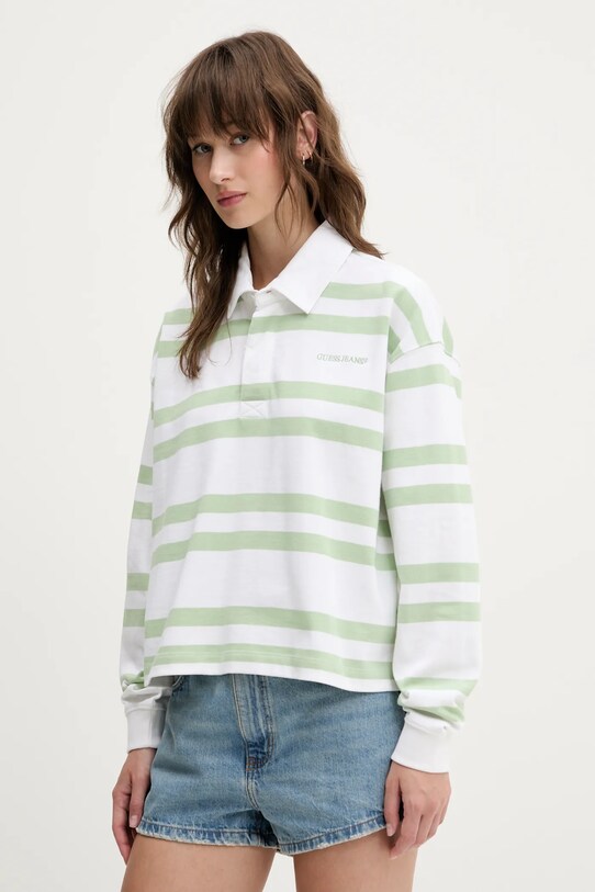 Guess Jeans longsleeve din bumbac curele alb W5RP50.KCPS1