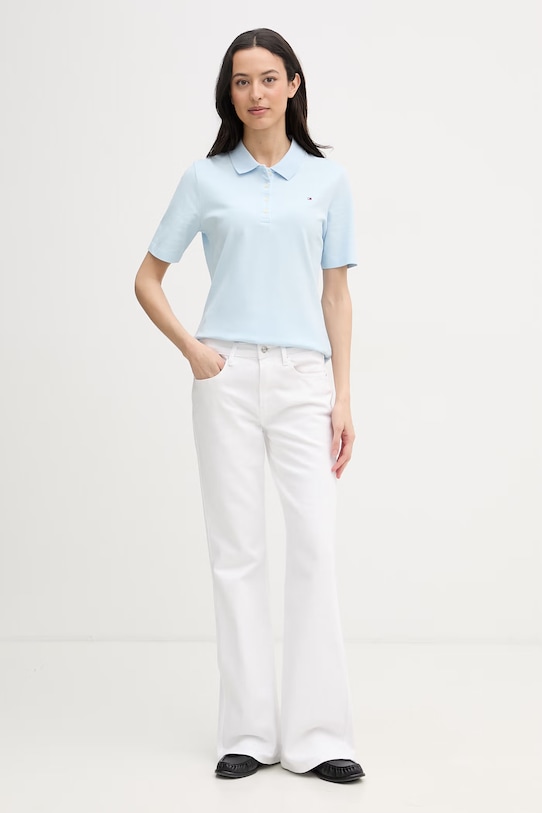 Tommy Hilfiger polo dámské s bavlnou WW0WW43224 modrá SS26