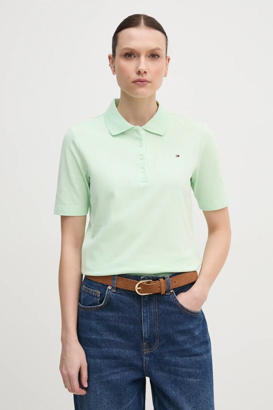 Tommy Hilfiger polo z elastanem zielony WW0WW43224