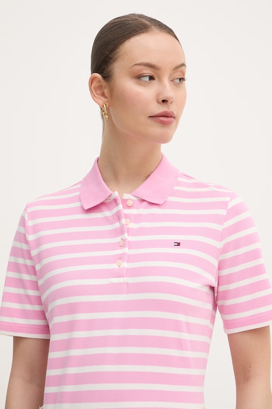 Tommy Hilfiger polo damskie z bawełną różowy WW0WW43224