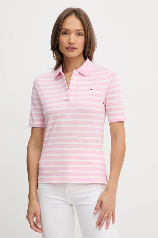 Tommy Hilfiger polo z elastanem różowy WW0WW43224