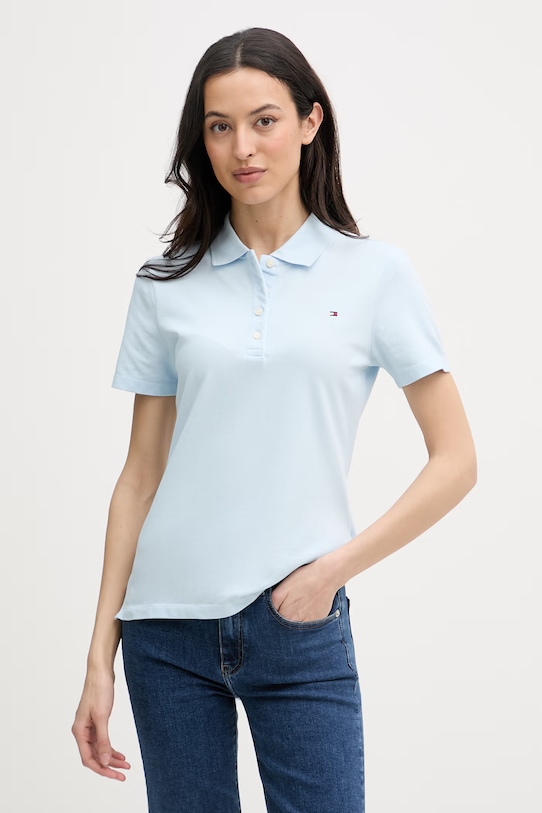 Tommy Hilfiger polo majica ženska z bombažem modra WW0WW43225