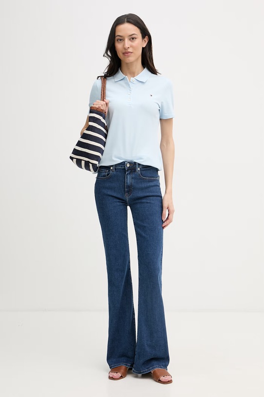 Tommy Hilfiger polo majica ženska z bombažem WW0WW43225 modra SS26