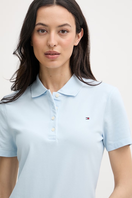 Tommy Hilfiger polo majica ženska z bombažem modra WW0WW43225