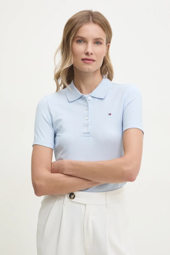 Tommy Hilfiger tricou polo uni albastru WW0WW43225