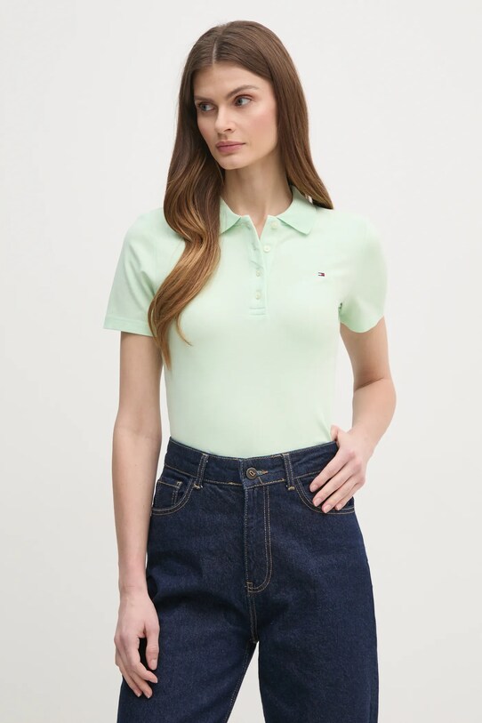 Tommy Hilfiger polo z elastanem zielony WW0WW43225