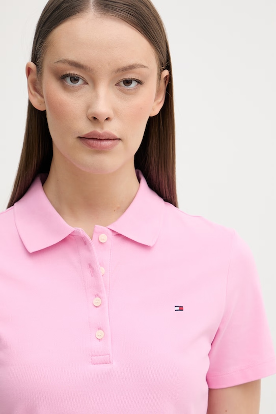 Tommy Hilfiger polo tričko dámske s bavlnou ružová WW0WW43225