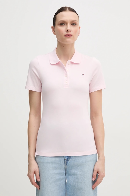 Polo majica Tommy Hilfiger bez uzorka roza WW0WW43225