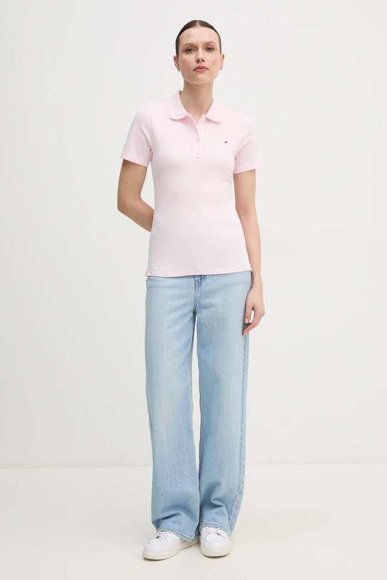 Polo majica Tommy Hilfiger WW0WW43225 roza SS25