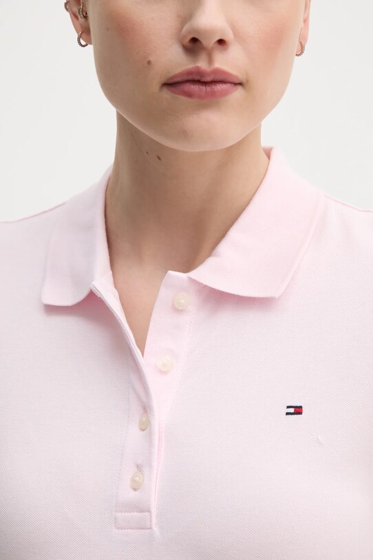Тениска с яка Tommy Hilfiger WW0WW43225 розов