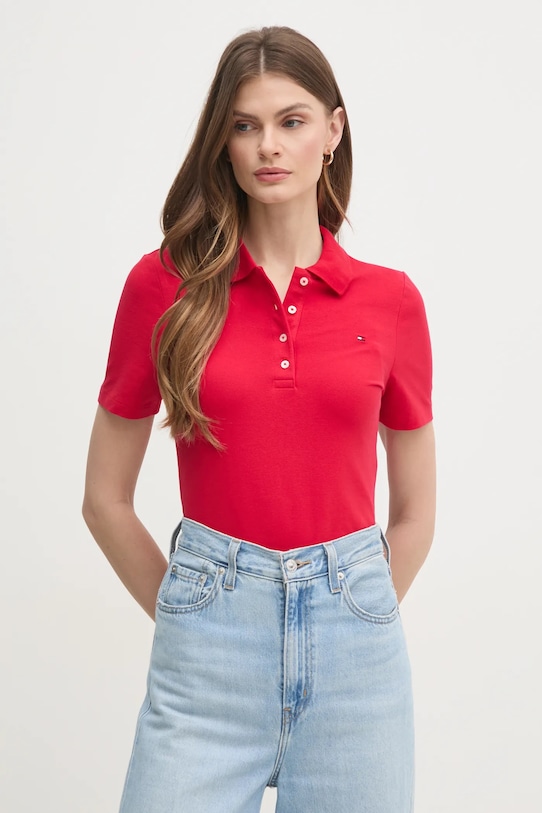Tommy Hilfiger polo z elastanem czerwony WW0WW43225
