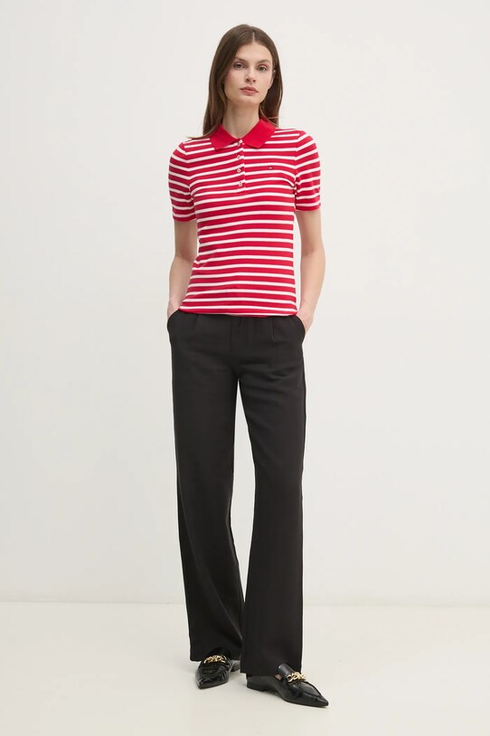 Πόλο Tommy Hilfiger WW0WW43225 κόκκινο SS25