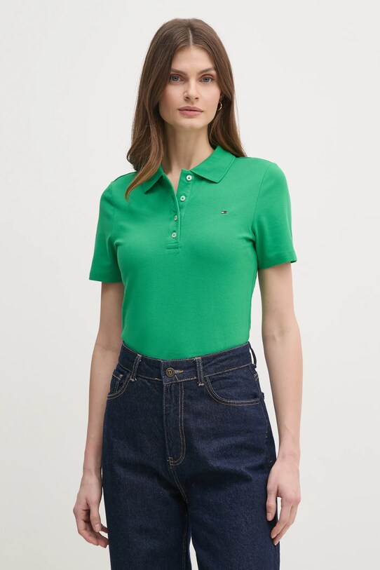 Поло Tommy Hilfiger slim зелёный WW0WW43225