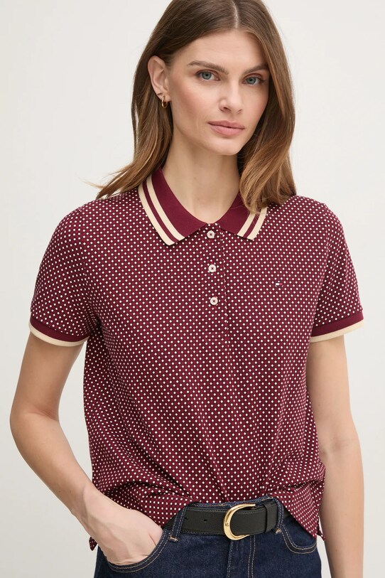 Tommy Hilfiger tricou polo cu modele burgundia WW0WW43928