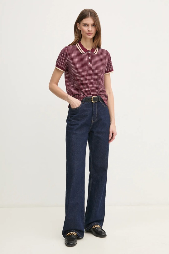 Tommy Hilfiger tricou polo WW0WW43928 burgundia SS25