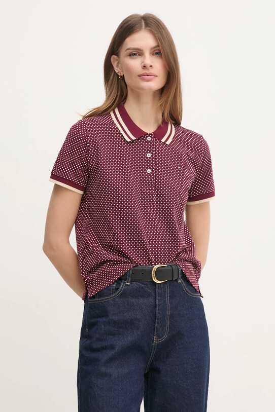 Tommy Hilfiger tricou polo burgundia WW0WW43928
