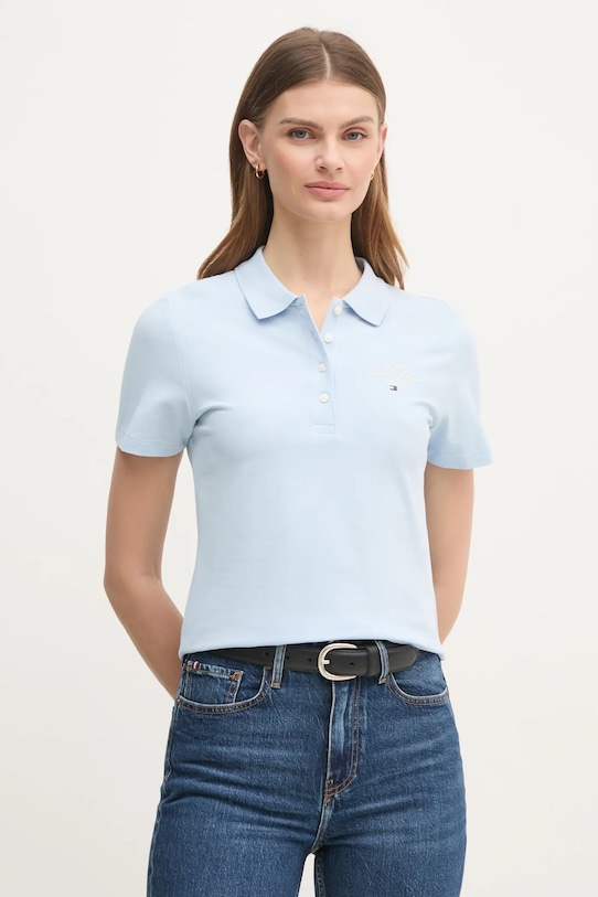 Polo tričko Tommy Hilfiger jednofarebný modrá WW0WW43930
