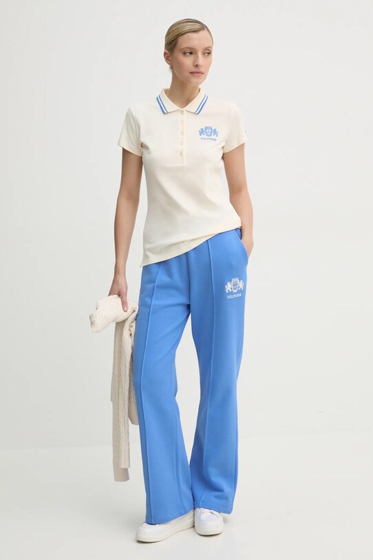 Хлопковое поло Tommy Hilfiger WW0WW43931 бежевый SS25