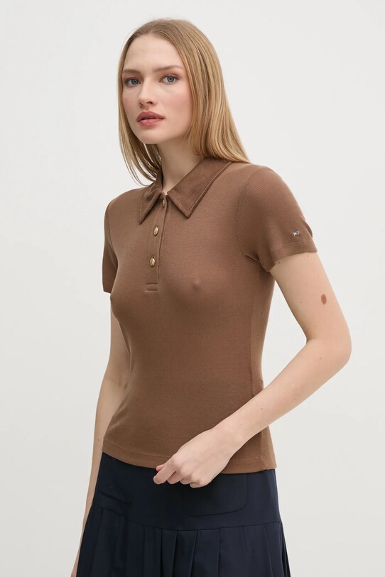 Tommy Hilfiger tricou polo maro WW0WW44446