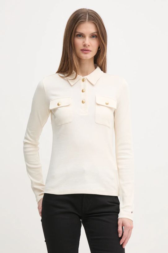 Tommy Hilfiger longsleeve bawełniany beżowy WW0WW45308