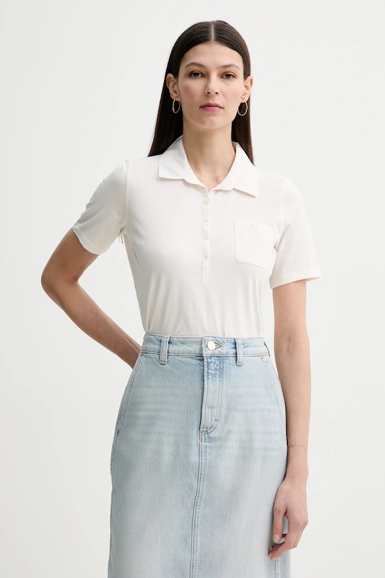 Bavlněné polo tričko Marc O'Polo hladký béžová 503205553037