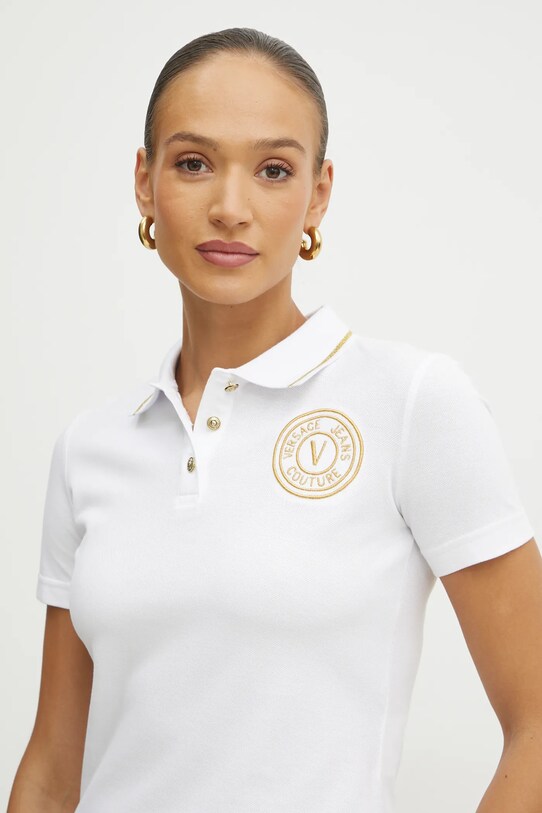 Versace Jeans Couture polo de bumbac imprimeu alb 78HAGT00.CJ01T