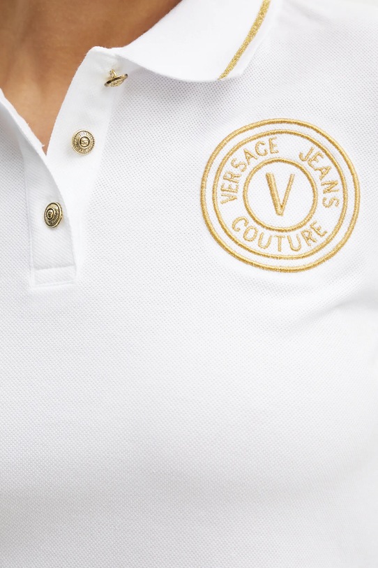 Βαμβακερό μπλουζάκι πόλο Versace Jeans Couture 78HAGT00.CJ01T λευκό