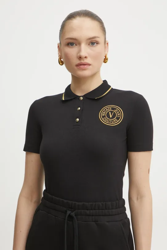 Versace Jeans Couture polo bawełniane regular czarny 78HAGT00.CJ01T