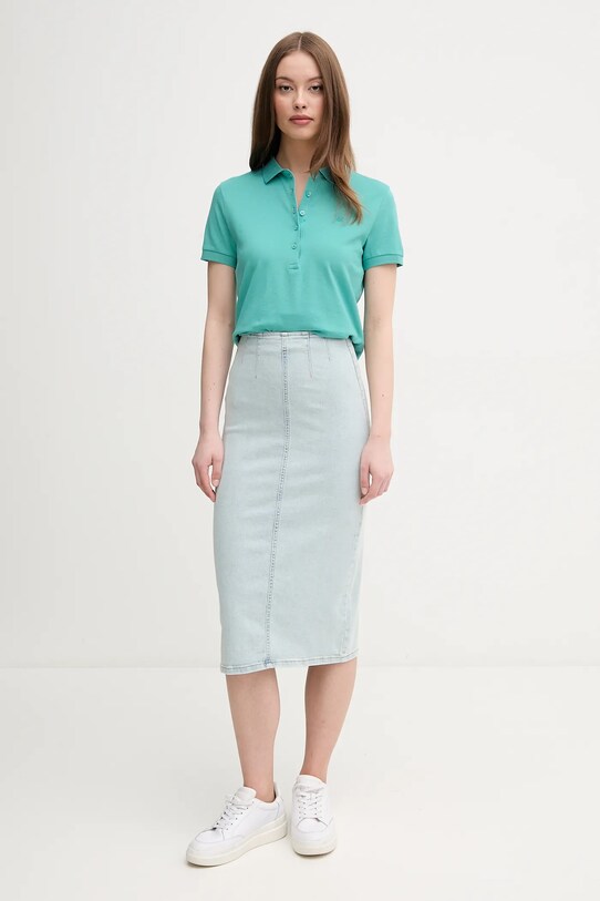 United Colors of Benetton tricou polo 3TQJD300W turcoaz SS25