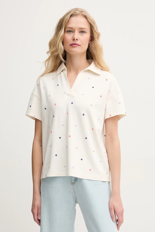 Bombažen polo United Colors of Benetton Bombaž bež 36QJD300X