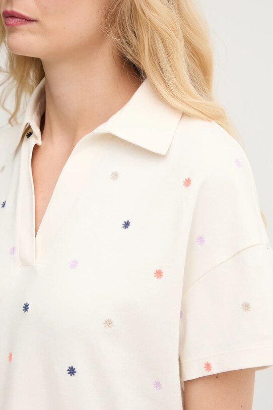 Βαμβακερό μπλουζάκι πόλο United Colors of Benetton 36QJD300X μπεζ