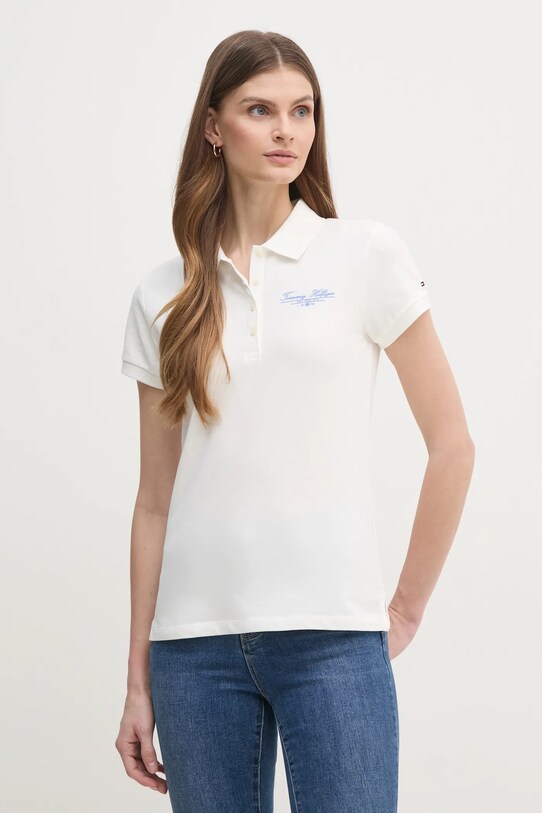 Polo tričko Tommy Hilfiger slim biela WW0WW45429